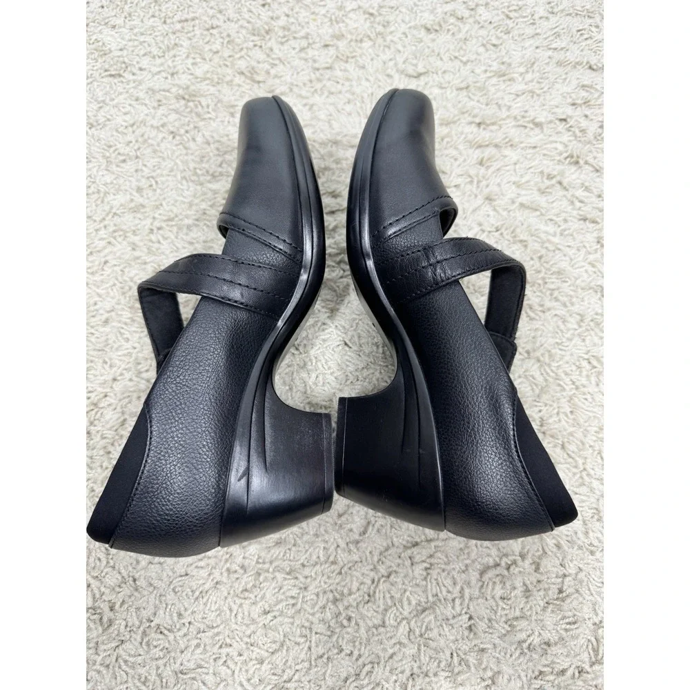 Clark's Black Leather Emily Pearl Mary Jane Block Heel Comfort Shoes Women's 7M - Picture 4 of 9